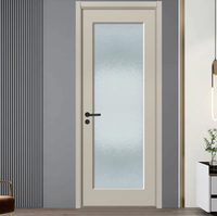 Porte en bois avec verre dépoli élégant, protection de la vie privée, fonctionnement silencieux et fluide, indispensable pour la salle de bain et les toilettes, personnalisable