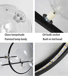 Lampe suspendue LED en verre et fer de style industriel JYLIGHTING, à hauteur réglable, pour bureau, hall d'entrée et espaces publics - Product Image 3