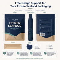 Bolsa para Mariscos Congelados con Fondo Plano y Cierre, Impresa Personalizada, para Camarones, Filetes de Pescado y Empaquetado de Alimentos de Marca Privada