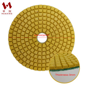 Tampons de polissage flexibles jaunes de 4 pouces pour le polissage du granit noir, tampons de ponçage pour pierre, vente en gros d'usine - Product Image 2