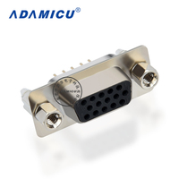 Connecteur électronique D-Sub DB15 Dip Straight PCB Termination Femelle VGA Connecteur D à 15 broches avec courant nominal 2A Matériau de contact en laiton