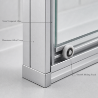Cabine de douche carrée en aluminium, porte coulissante en verre trempé imperméable pour salle de bain