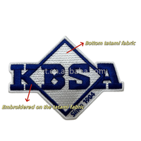 Patch stiker bordir kustom Logo bordir adesif warna-warni kain nama Iron-On patch untuk Topi & pakaian