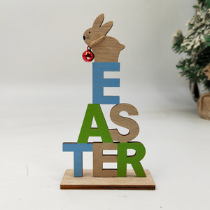 Easter Bunny Pendant Wooden Decor Easter Decoration Handmade Laser Carving Indoor Use - Product Image 2