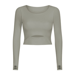 <span class=keywords><strong>Camiseta</strong></span> Deportiva de Manga Larga Transpirable y sin Costuras para Mujer, Talla Grande, para Correr al Aire Libre, Yoga, Modelo S2032, Novedad de 2024 - Product Image 6