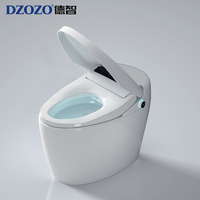 WC automatique sur pied au design moderne, allongé, avec télécommande, intelligent, double chasse d'eau, siège chauffant, couleur blanche