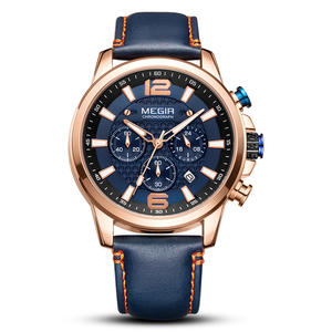 Nouvelle montre pour homme, chronographe multifonctionnel, bracelet en cuir véritable, montre-bracelet sport à quartz - Product Image 2