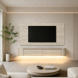 Mueble de <span class=keywords><strong>TV</strong></span> Japandi Blanco Mate de Pared Directo de Fábrica con Tira de Luz LED en la Parte Inferior y Luz LED Cálida - Product Image 5