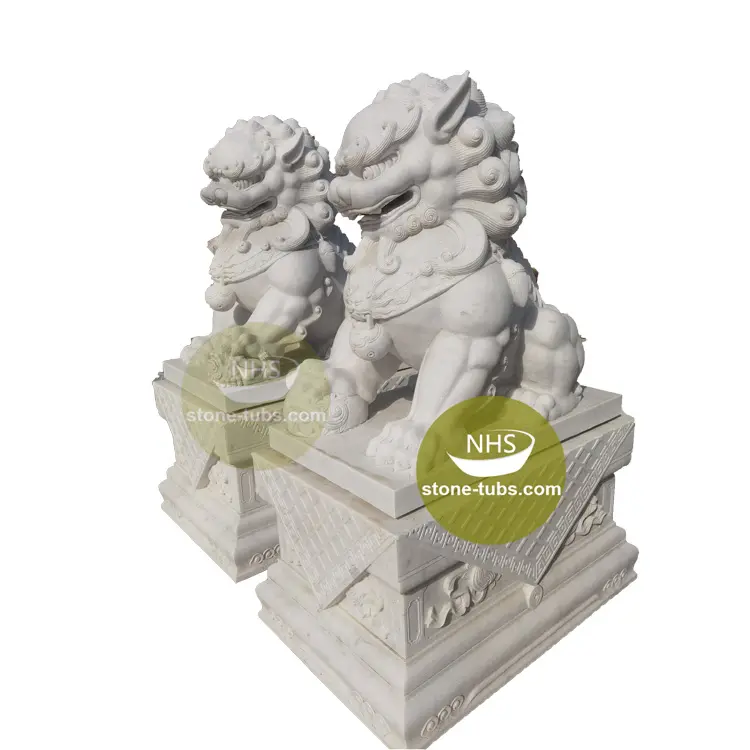 Traditionelle Naturstein chinesische Foo Hund Marmor Löwe Statue