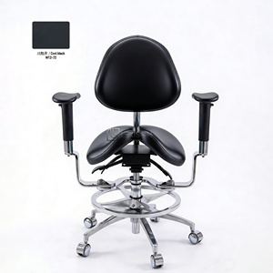 Tabouret <span class=keywords><strong>de</strong></span> dentiste pivotant ergonomique <span class=keywords><strong>de</strong></span> luxe <span class=keywords><strong>de</strong></span> haute qualité Lexison PRHF-SC001 <span class=keywords><strong>avec</strong></span> <span class=keywords><strong>dossier</strong></span> réglable pour clinique dentaire - Product Image 3