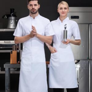 Uniforme de Chef de diseño de botón de un solo pecho Color dorado Diseños de abrigo de moda Uniforme de Chef para dama - Product Image 1