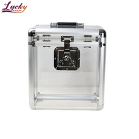 Boîte en acrylique personnalisée 12 pouces, coin en métal Transparent 12 pouces, mallette de transport en vinyle 30 + supports en vinyle