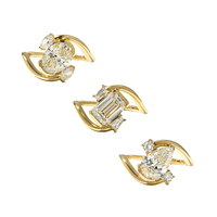 Bague Gemnel en argent 925 avec grand diamant CZ, collection de bagues de fiançailles ouvertes en forme d'ovale, poire et émeraude, accessoire de mode