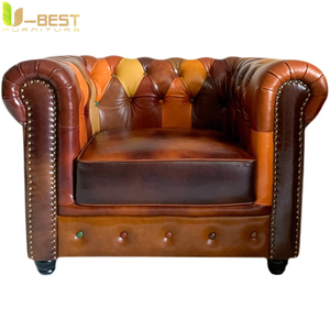 Poltrona Singola Industriale Retrò in Pelle per Soggiorno, Arredamento Personalizzabile per Pub, Club, Studio - Product Image 6