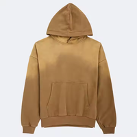 Ensemble court à capuche 100 % coton surdimensionné pour homme, survêtement respirant jaune sable, vente en gros, logo personnalisé, printemps automne