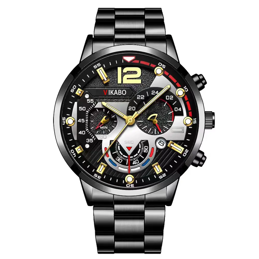 Toptan moda tasarım kol saati erkekler için paslanmaz çelik kayış lüks iş saati adam kuvars hareketi kol saati es