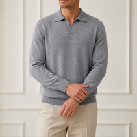 Pull en tricot pour homme personnalisé, col à revers, en pure laine, coupe ample, jersey simple, côtelé épais, OEM ODM, usine source, marque privée