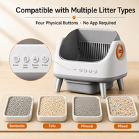Wanto Bac à litière carré en plastique autonettoyant pour chat, toilette automatique intelligente, contrôle par application Wi-Fi, conception sans poussière, sécurité anti-pincement