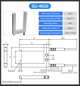 Verified <strong>Supplier</strong> Array Fiber <strong>Optic</strong> <strong>Sensor</strong> SU-4020EG DC12-24V NPN/PNP NC/NO 20MM Detection Distance For Industrial Automation - Product Image 5