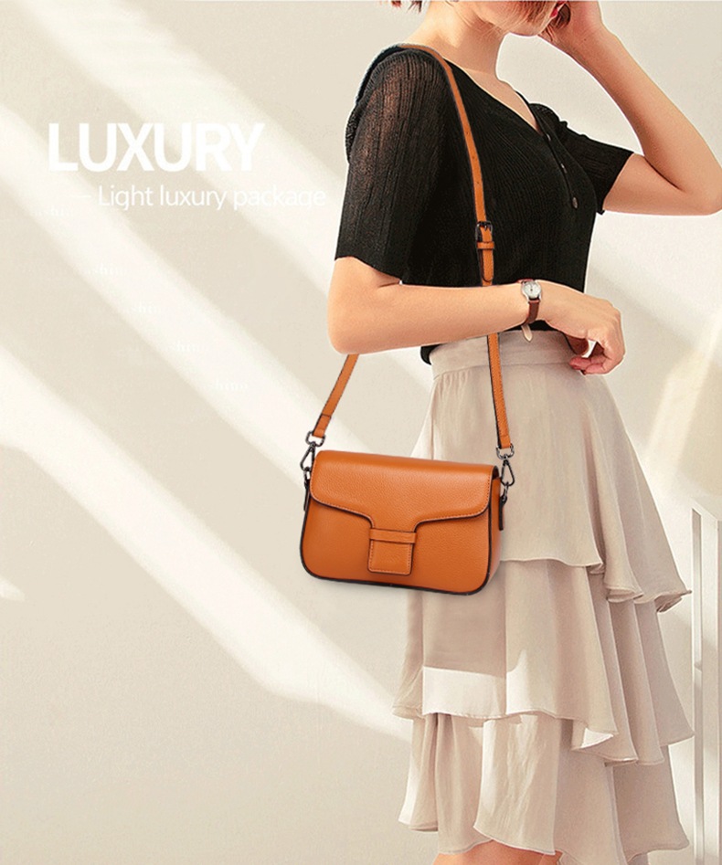 Wholesale rts genuine cowhide leather small handbag for women 2023 new sling shoulder crossbody purse fashion ladies' bag