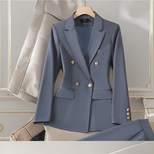 Femmes 2024 automne hiver professionnel Blazer simple boutonnage bouton vêtements de travail formels pour les enseignants et les fonctionnaires - Product Image 6