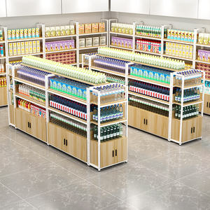 رفوف مزدوجة الوجهين تركيبة مجانية متعددة الطبقات وجبة خفيفة سوبر ماركت الحديد رف خشبي - Product Image 3