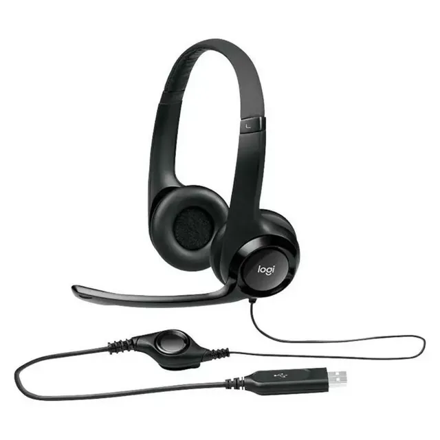 Logitech H390 USB Wired Stereo Line Control Music Over-Ear Headset with Mic