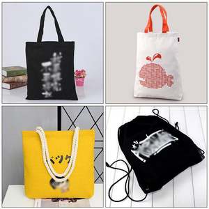 Sacs de shopping en toile de coton blanc uni réutilisables bon marché avec logo personnalisé en gros - Product Image 5