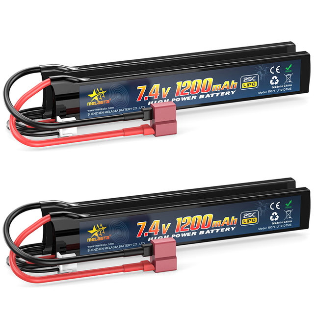 Melasta 7.4V 1200mAh RC Lipo Battery Pack with Deans T Plug Connector, Designed for Redcat Racing Vehicles.
