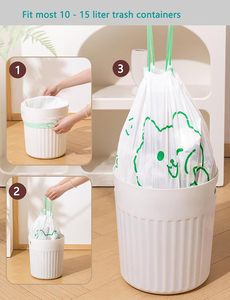 ถุงขยะแบบมีเชือกผูก ผลิตจากพลาสติก PE รีไซเคิลได้ เป็นมิตรต่อสิ่งแวดล้อม (แบบกำหนดเองได้) - Product Image 6