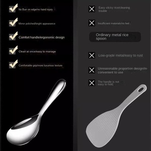 Large Stainless Steel Rice Spoon With Long Handle Classic Design Luxury Light Style for Rice Dishes & <b>Kitchen</b> Use for <b>Camping</b> - Product Image 2