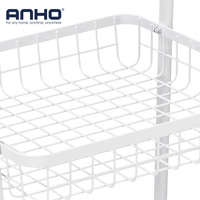 Chariot roulant robuste à 3 niveaux avec roues verrouillables Chariot de rangement et panier en fil métallique Étagère de cuisine utilitaire Supports de rangement et supports