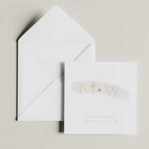 Enhorabuena <span class=keywords><strong>por</strong></span> el día de tu boda Iniciales botánicas Hojas Impresión Boda personalizada Gracias Tarjetas de felicitación - Product Image 3