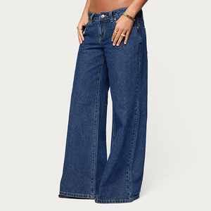 <span class=keywords><strong>Jean</strong></span> <span class=keywords><strong>taille</strong></span> <span class=keywords><strong>basse</strong></span> pour <span class=keywords><strong>femme</strong></span> de haute qualité, coupe large, bleu foncé délavé, idéal printemps-été – Grande Vente - Product Image 5