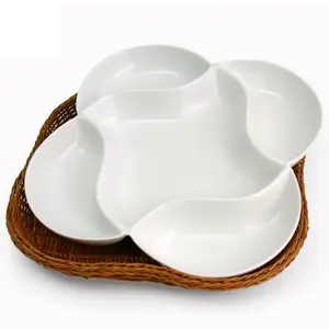 Plato cuadrado para aperitivos 2024, plato de porcelana blanca, platos de cena de cerámica moderna, juegos para restaurante