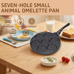 7-Hole Animal Shape Non-Stick Frying <b>Pan</b>, Aluminum Breakfast Egg <b>Pan</b> with Cute Molds for Commercial Kitchen & Home - Product Image 2