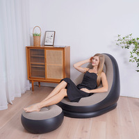 Nouveau canapé gonflable de style américain en PVC écologique, pliable, inclinable, canapé-lit d'extérieur, repose-pieds, fauteuil floqué