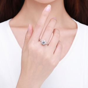 Anillo de Compromiso Clásico al por Mayor, Chapado en Rodio, Plata S925, Anillos de Promesa Personalizados para Parejas - Product Image 3