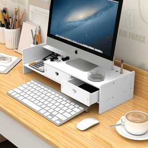 Desktop Monitor Stand With <b>Drawer</b> <b>Storage</b> <b>Box</b> Raised Base Office Organizer For Electronics Rectangle Shape - Product Image 2