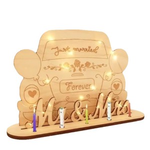 Décoration de table de mariage créative en bois, en forme de cœur, pour gâteau et vin, pour les jeunes mariés, pour signature de table. - Product Image 3