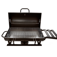 Barbecue à charbon de bois moderne en fer avec 2 tables, chariot et étagère de rangement, pour camping et pique-nique en extérieur