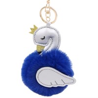 Porte-clés ouvre-bouteille en peluche flamant rose mignon avec pompon, doux, pour femme, porte-clés de voiture, breloque de sac, cadeau pour meilleure amie