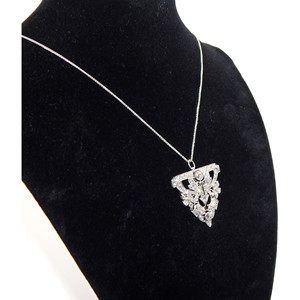 Gorgeous 2.75ct Diamond drop pendant & <b>14K</b> white <b>gold</b> <b>necklace</b> - Product Image 2
