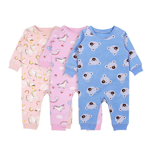 Automne nouveau-né dessin animé motif <span class=keywords><strong>combinaison</strong></span> enfants coton à manches longues Onesie barboteuse avec fermeture à bouton-pression pour bébé - Product Image 1