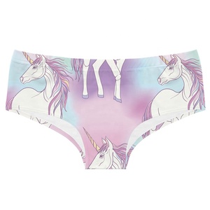 Personalizzato all'ingrosso <span class=keywords><strong>Super</strong></span> Soft Women <span class=keywords><strong>Sexy</strong></span> Hipster Underwear White Horse Print Kawaii Cute Push Up slip Lingerie perizoma per ragazze - Product Image 1