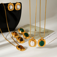 Ensemble de bijoux H&C très vendu, plaqué or 18 carats, imitation perle, acier inoxydable, étanche, cadeau pour femme