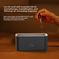 Humidificateur d'air à flamme simulée avec éclairage d'ambiance coloré, design compact pour bureau, capacité de 0,5 L, bruit de 36 dB, télécommande