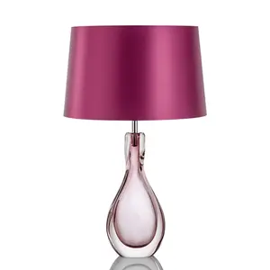 New Modern Romantic Fuchsia Bedside Light Glass Base with Lampshade table lamp