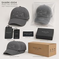 Gorra deportiva de marca privada, estilo 'Dad Cap', de 6 paneles, ajustable, unisex, de mezcla acrílica, con diseño artístico de tiburón común, corona suave y bordado personalizado.