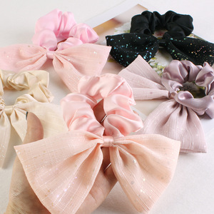 Coleteros de tela con lazo de alambre dorado, bonitos, de color liso, accesorios de moda para el cabello para mujer, uso en bodas, venta al por mayor - Product Image 4